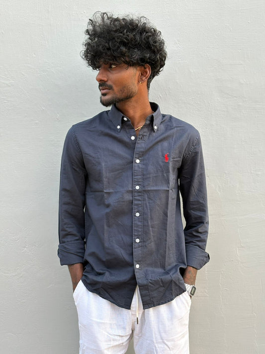 Navy Blue Linen Shirt