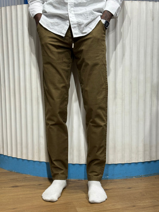 Dark Brown Linen Draw String Pants