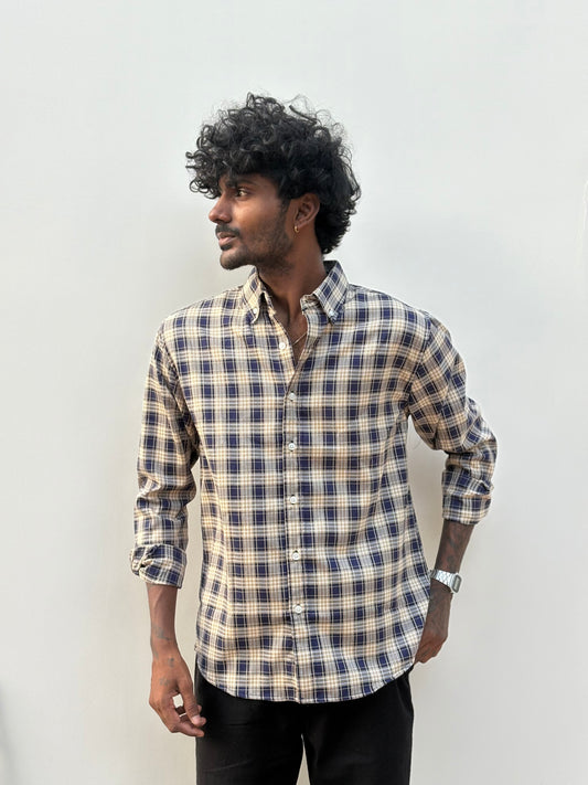 Blue Imported Checked Shirt
