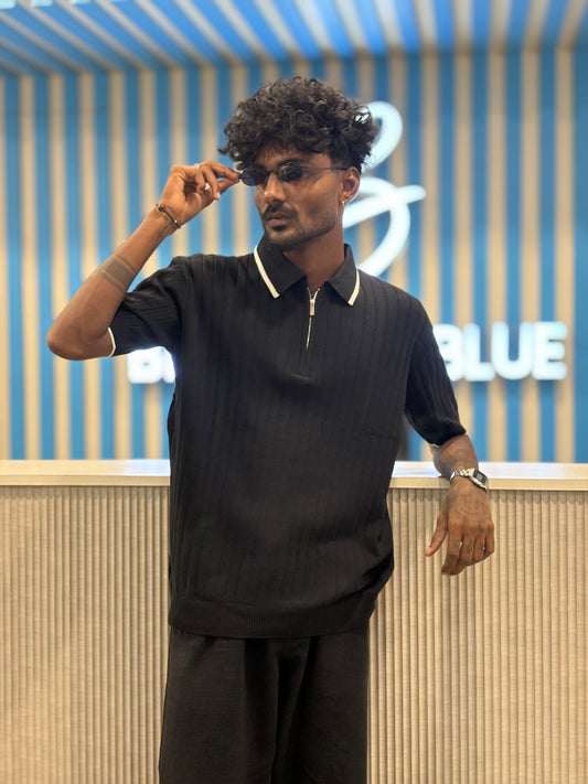 Black Zipper Polo Tshirt