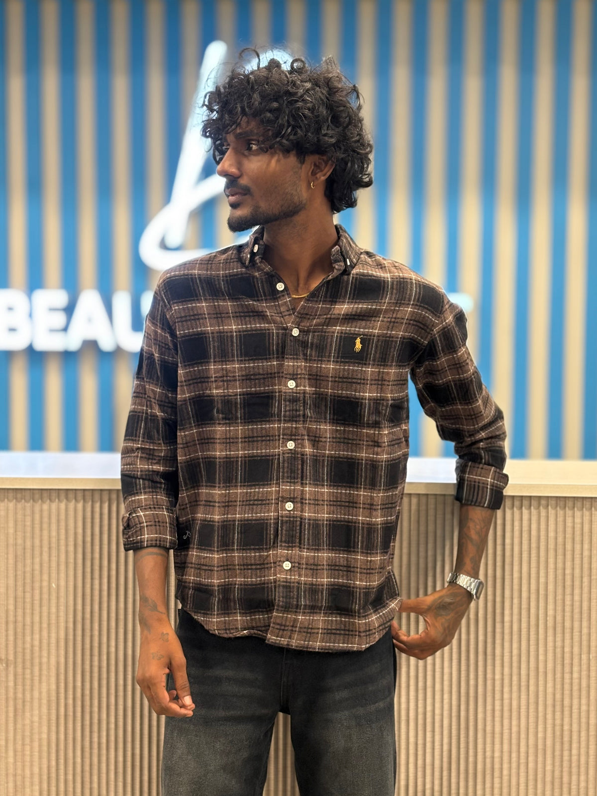 Brown Flannel Checked Shirt