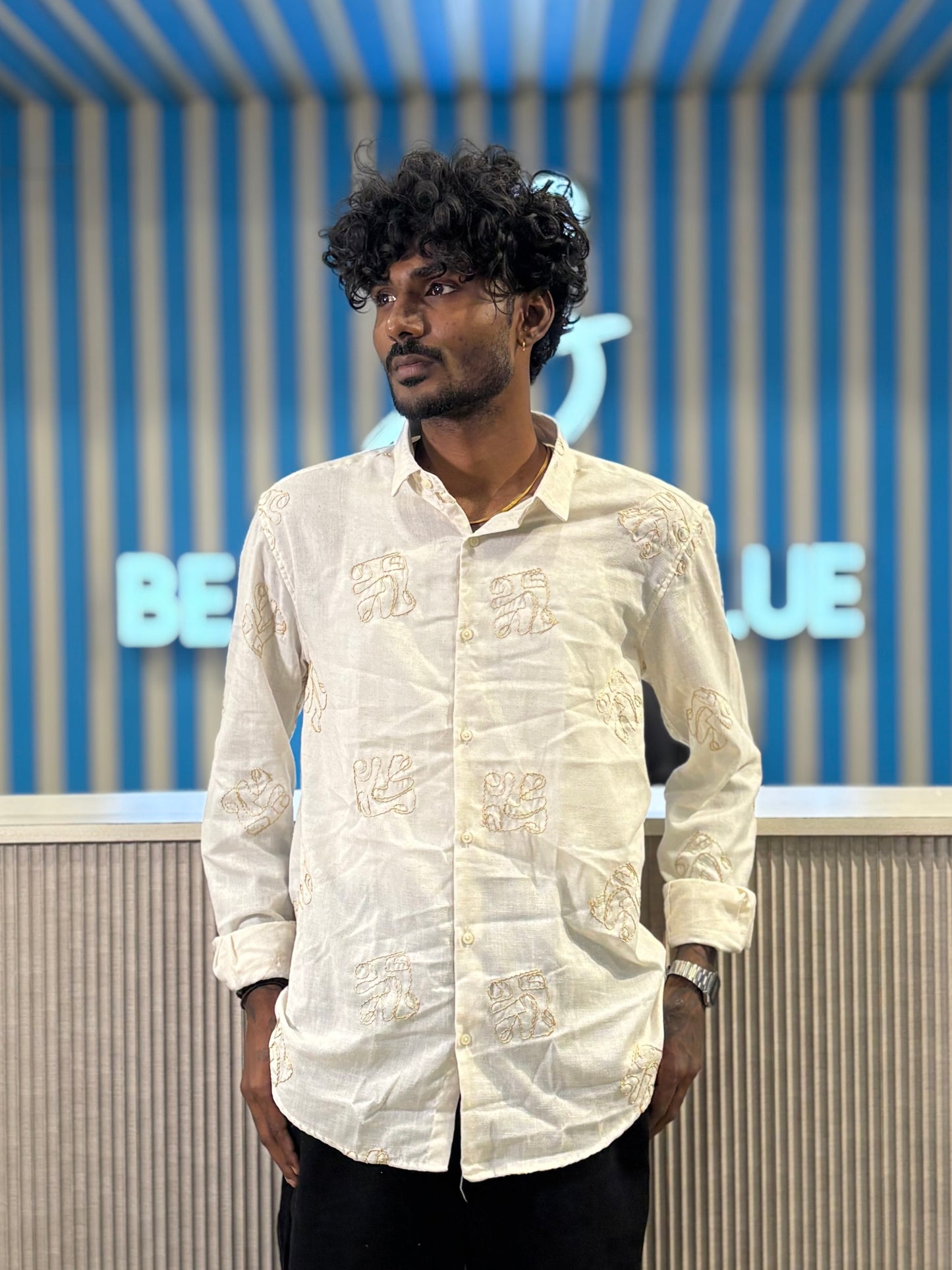 Beige Embroidery Shirt