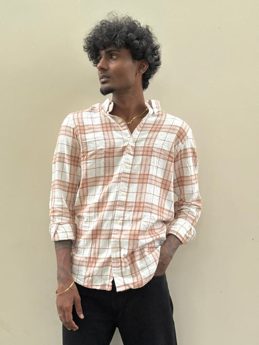 White And Brown Flannel Shirt