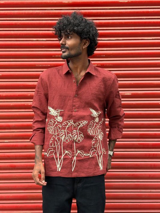 Red Bottom Embroidery Shirt