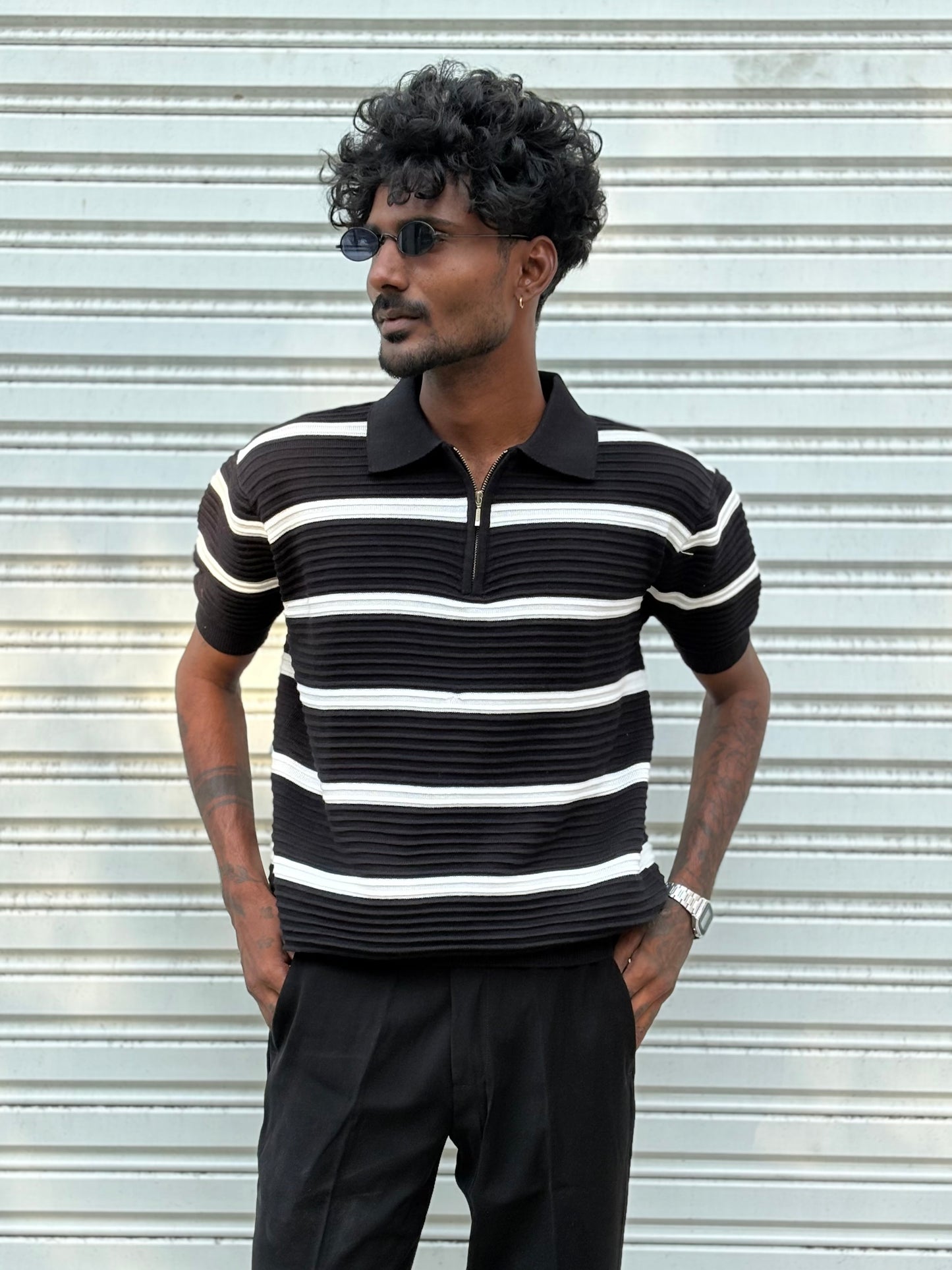 Black Zipper Polo Tshirt