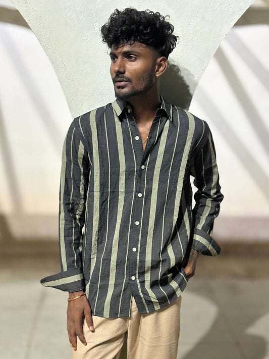 Black Striped Old Money Shirt