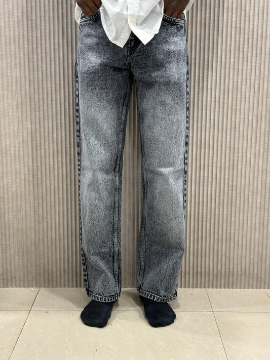 Light Grey Acid Wash Baggy Jeans