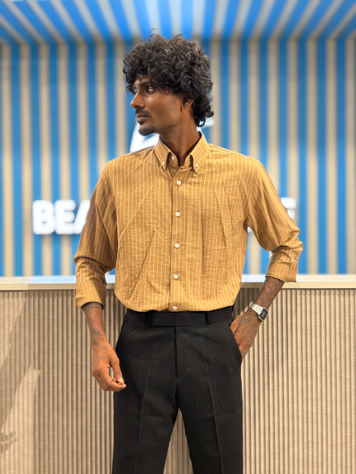 Beige Striped Shirt