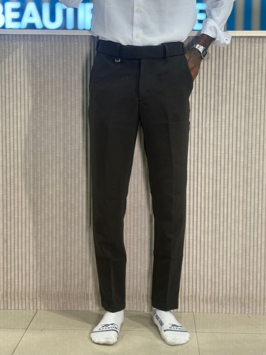 Brown Polo Fit Flexi Waist Formal Pants