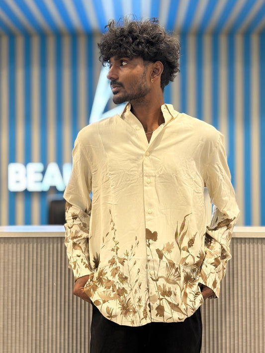 Beige Bottom Printed Shirt