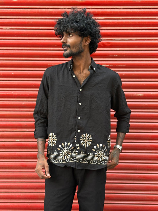 Black Bottom Embroidery Shirt