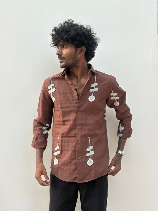 Brown Embroidery Shirt