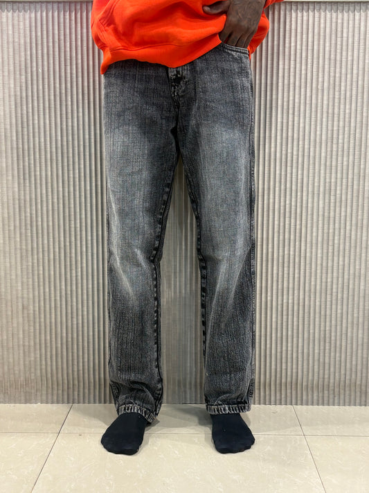 Black Acid Wash Baggy Jeans