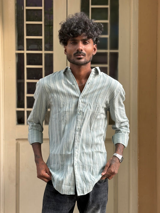 Green Striped Linen Shirt