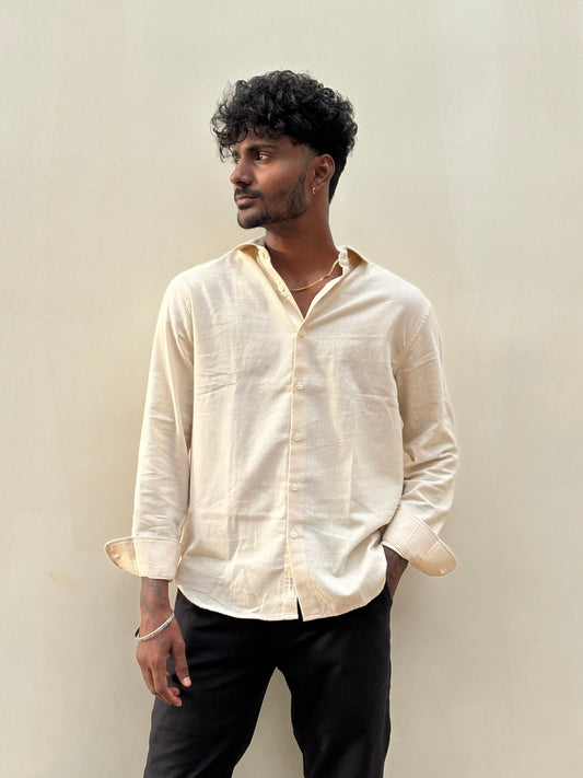 Light Yellow Linen Viscose Shirt