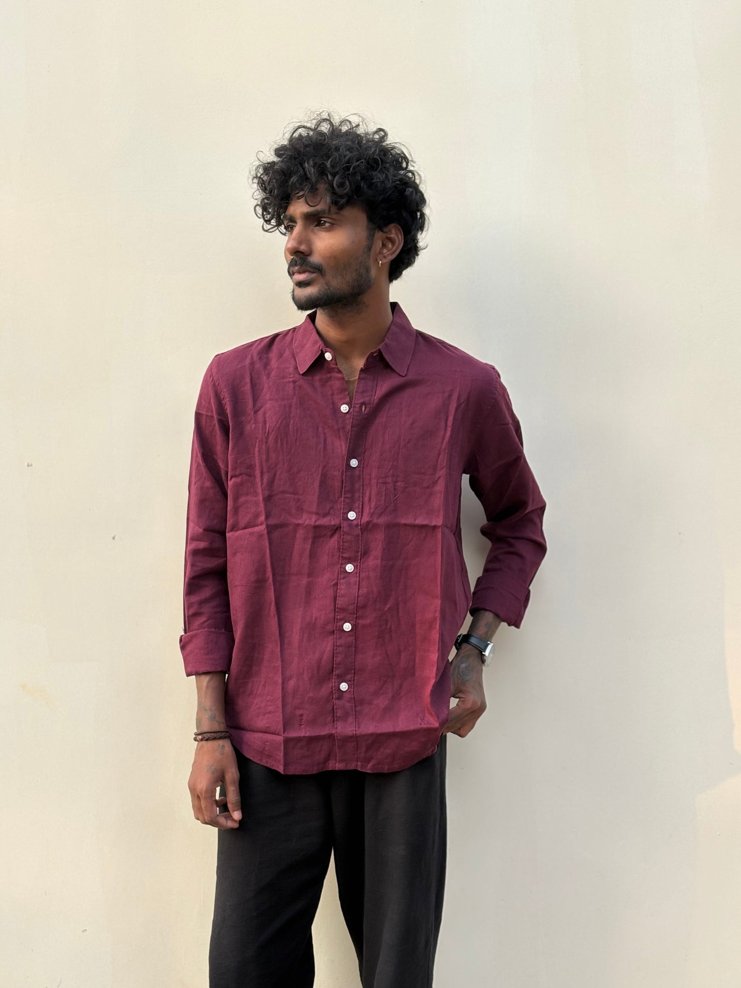 Maroon Linen Shirt