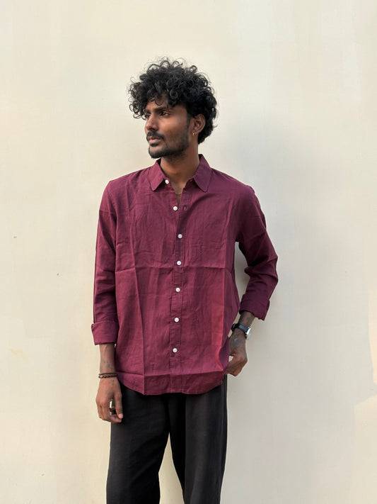 Maroon Linen Shirt