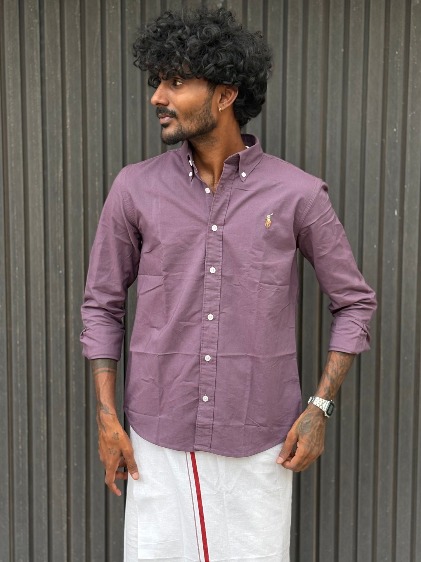 Lavender Poly Oxford Shirt