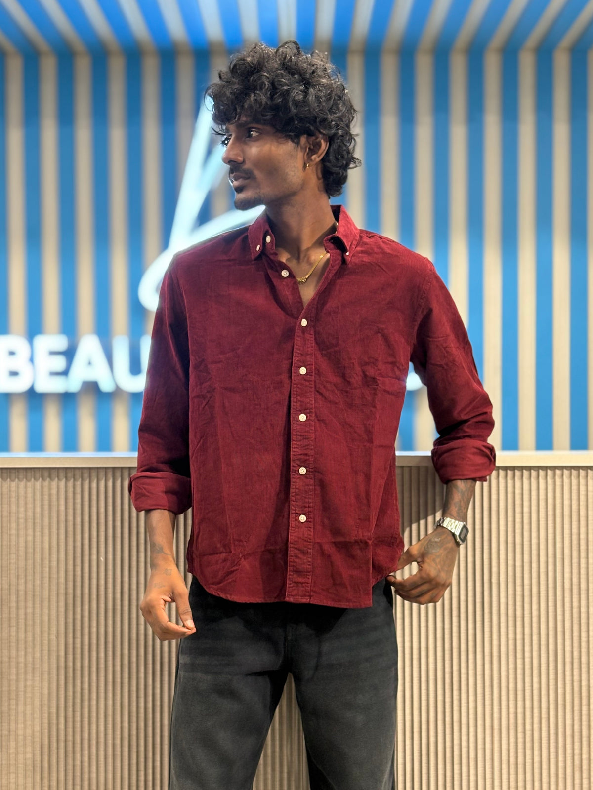 Maroon Corduroy Shirt