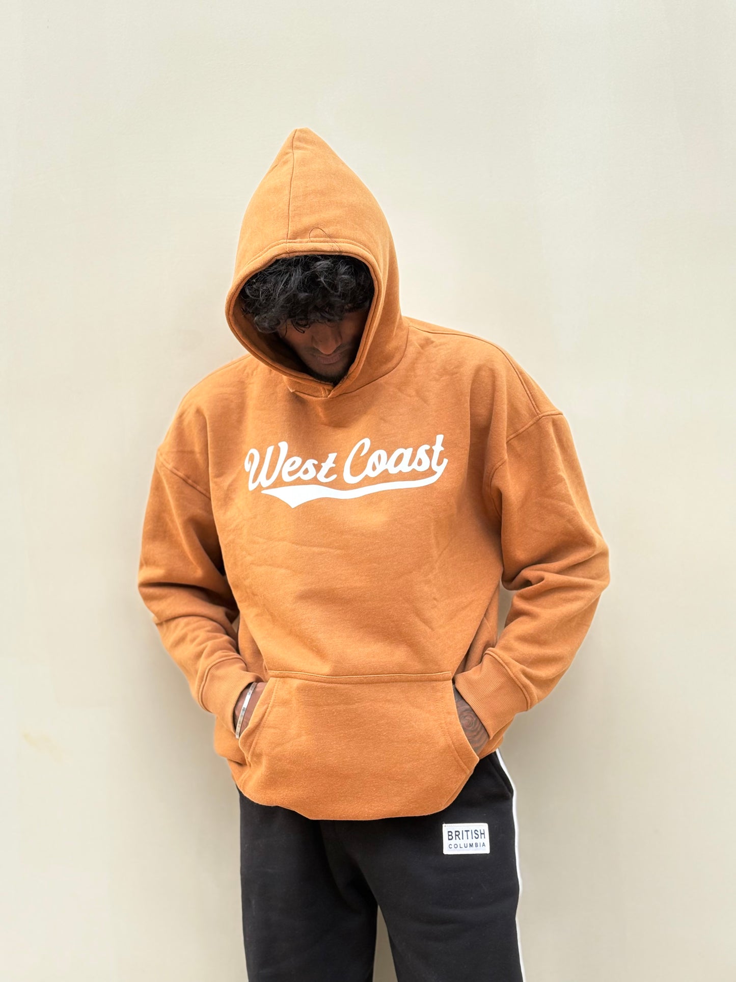 Brown Printed Oversized Hoodie