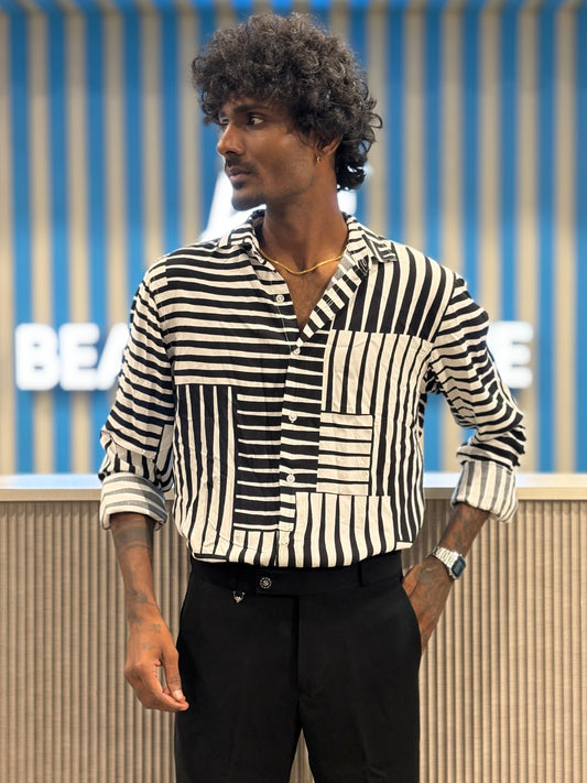Black Rayon Viscose Printed Shirt