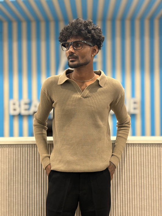 Beige Netted Sweatshirt