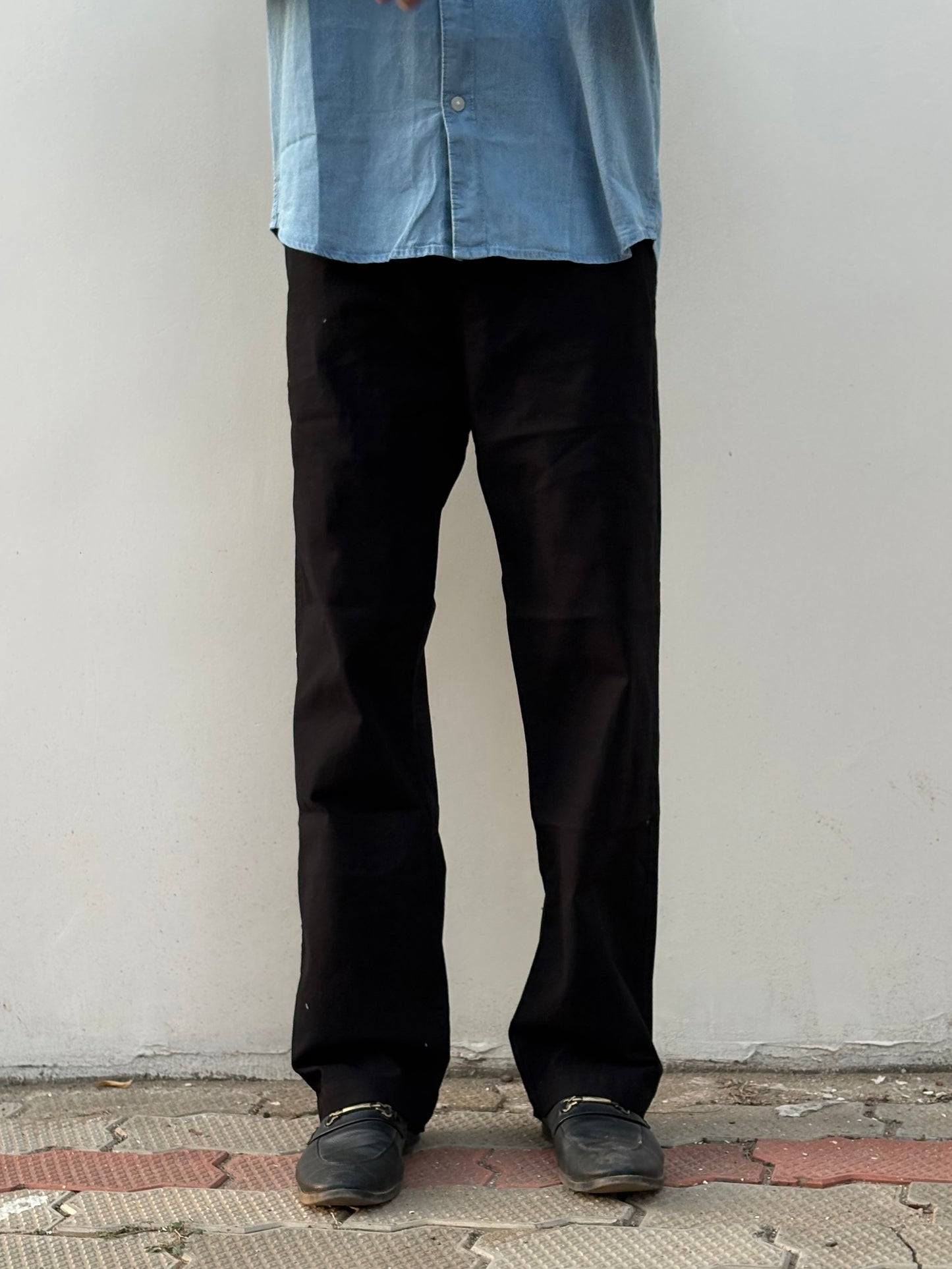 Black Linen Relaxed Fit Draw String Pants