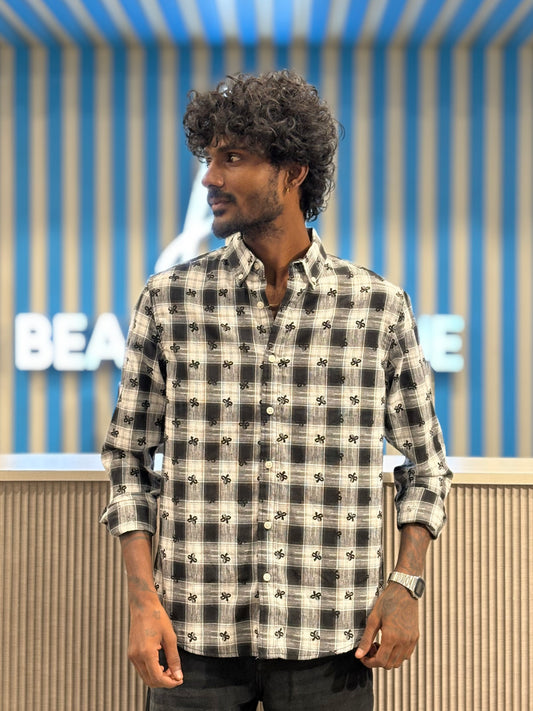 Black Printed Checks Shirt