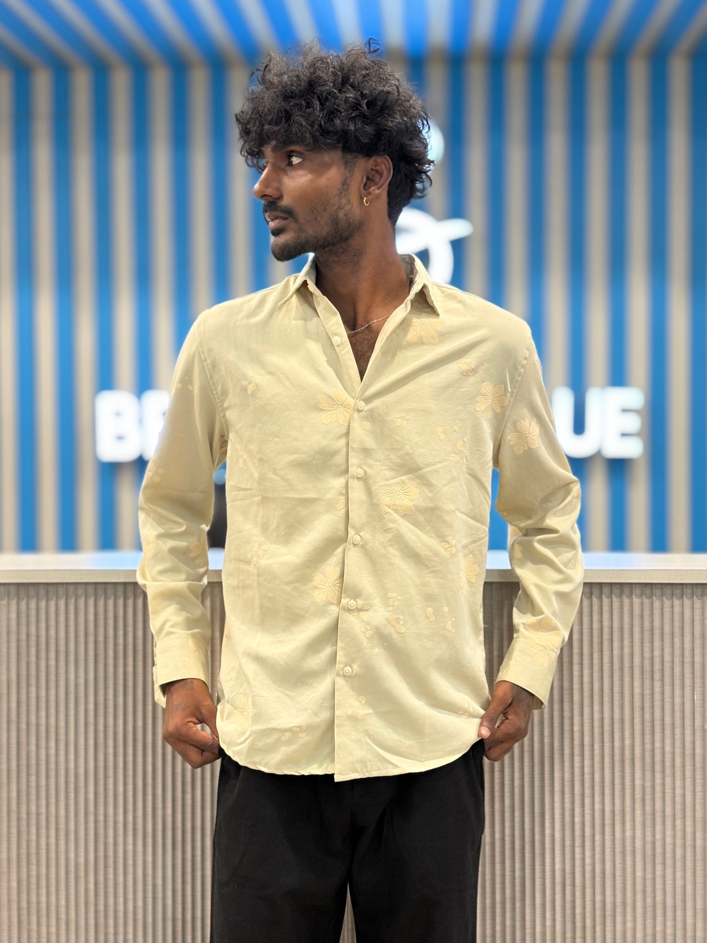 Beige Puff Printed Shirt