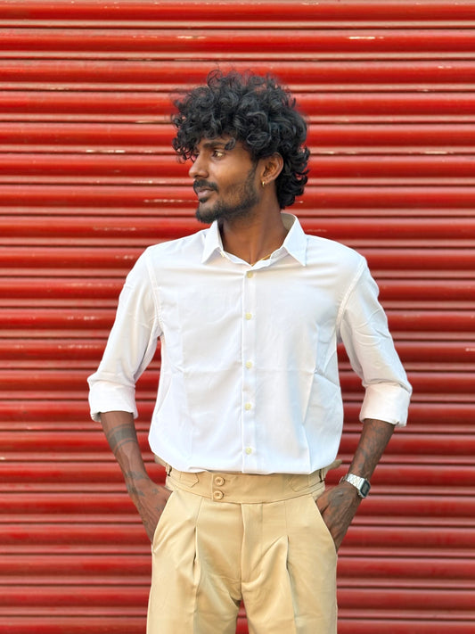 White Armani Solid Shirt
