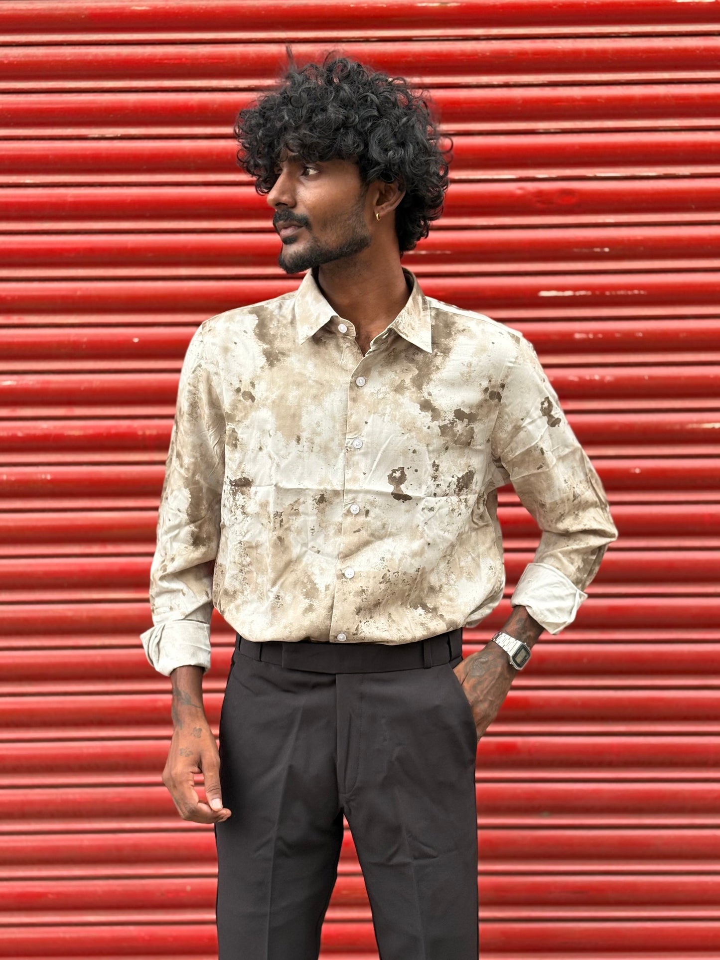 Beige Printed Shirt