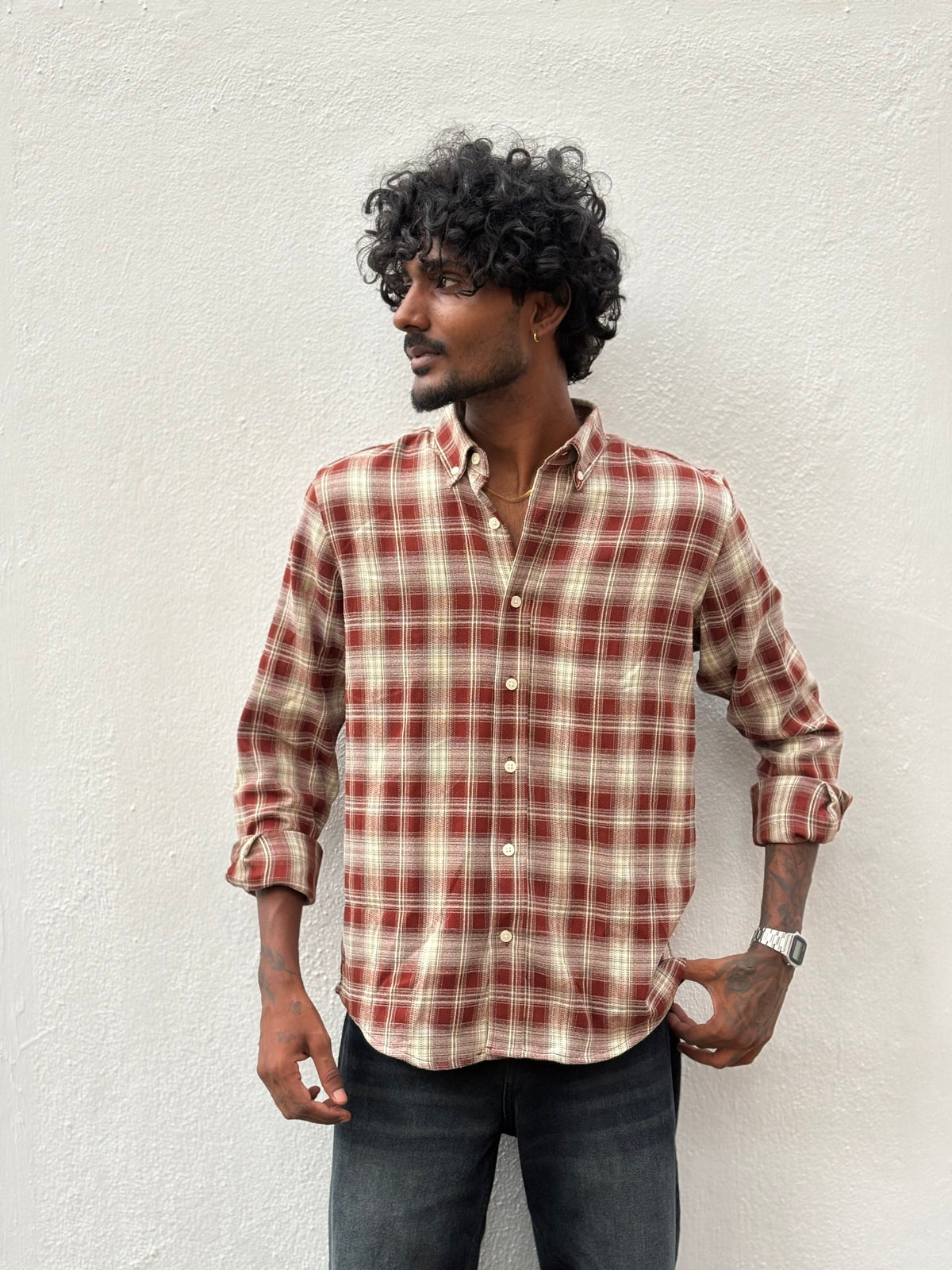 Red Imported Checked Shirt