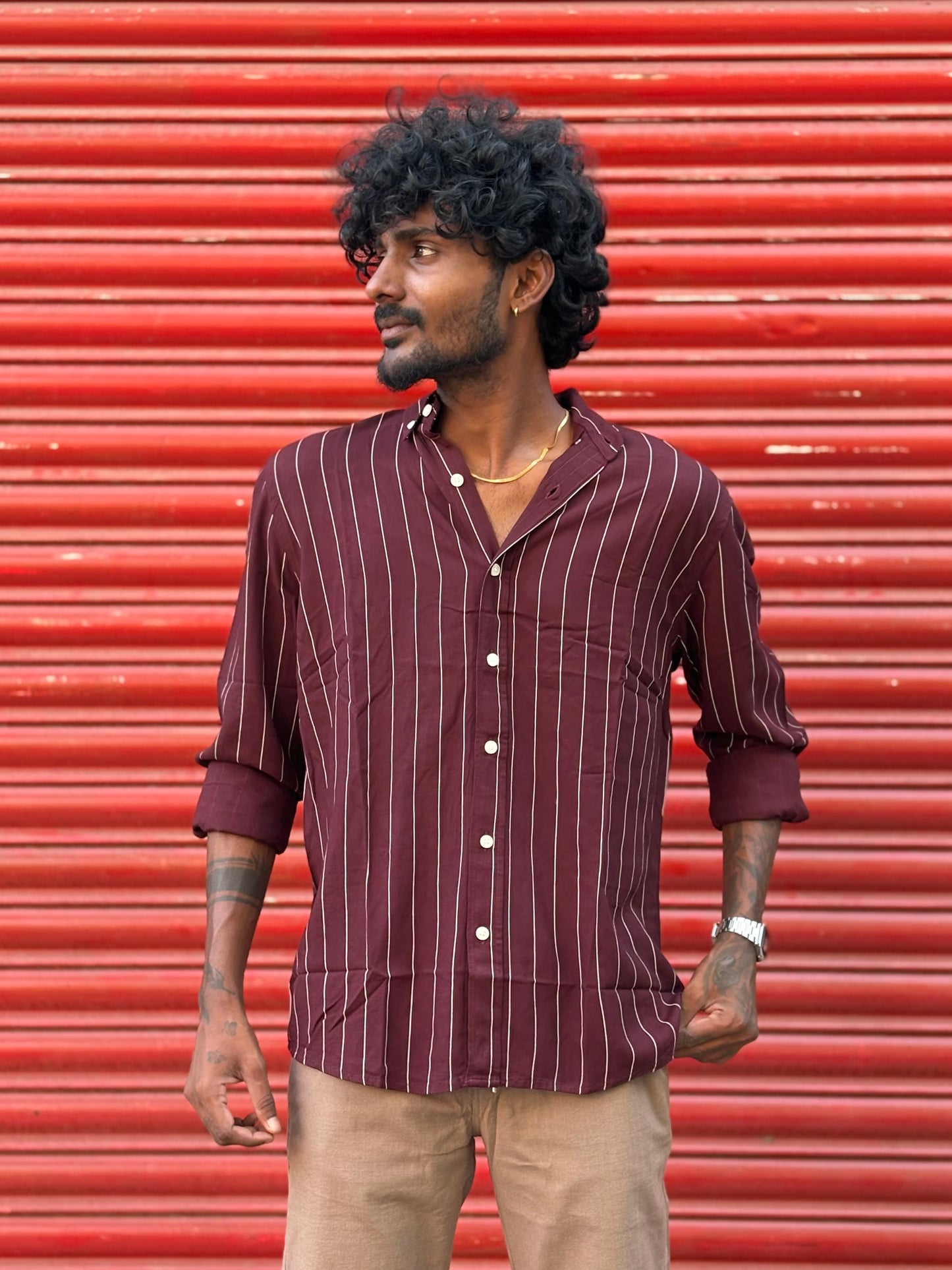 Maroon Striped Shirt