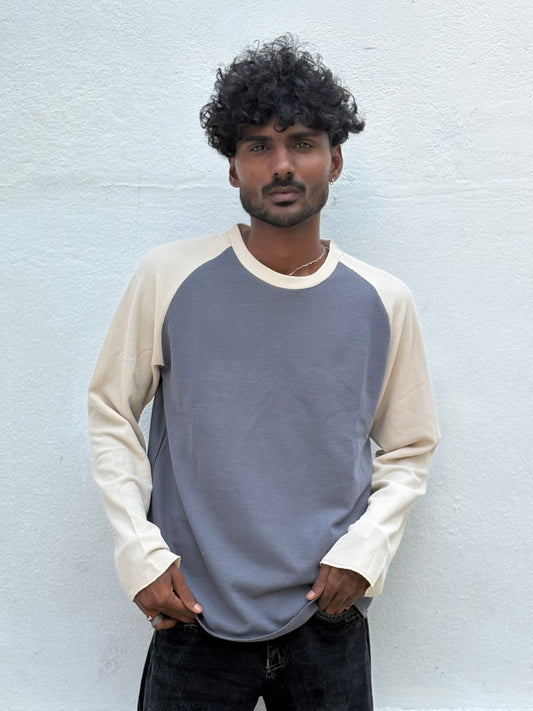 Off White And Blue Full Sleeve Tshirt