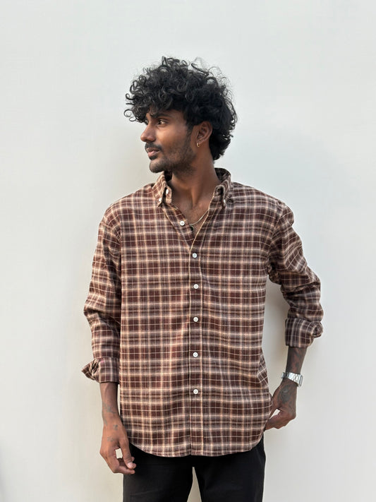 Brown Imported Checked Shirt