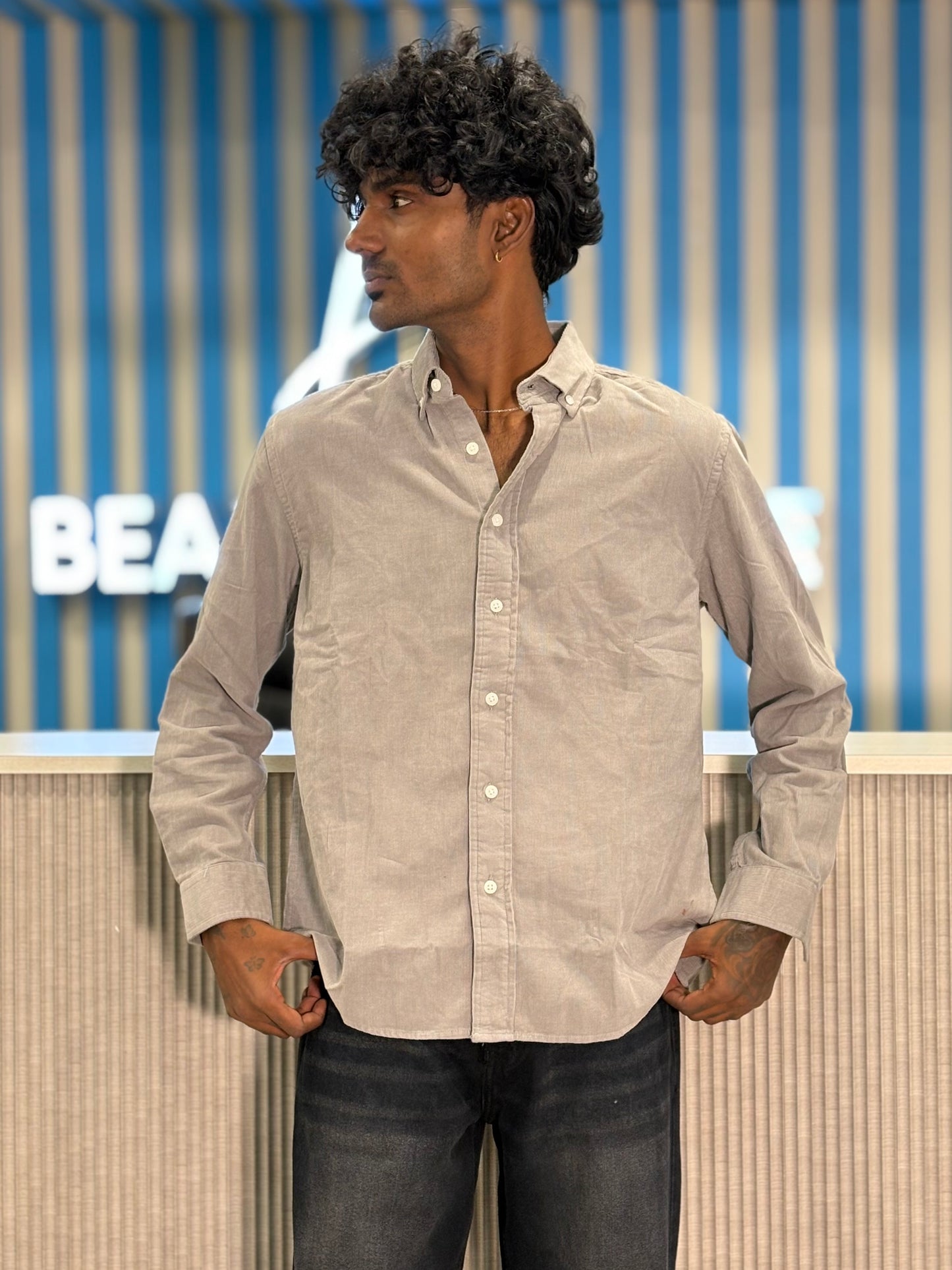 Light Grey Corduroy Shirt