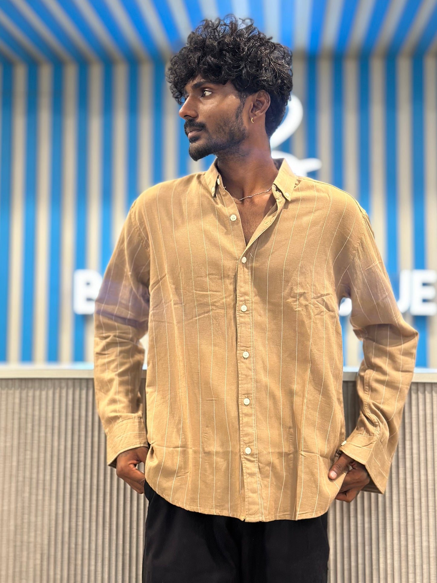 Beige Striped Shirt