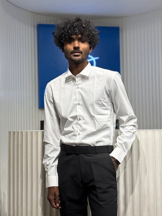 White Slim Fit Liquid Shirt