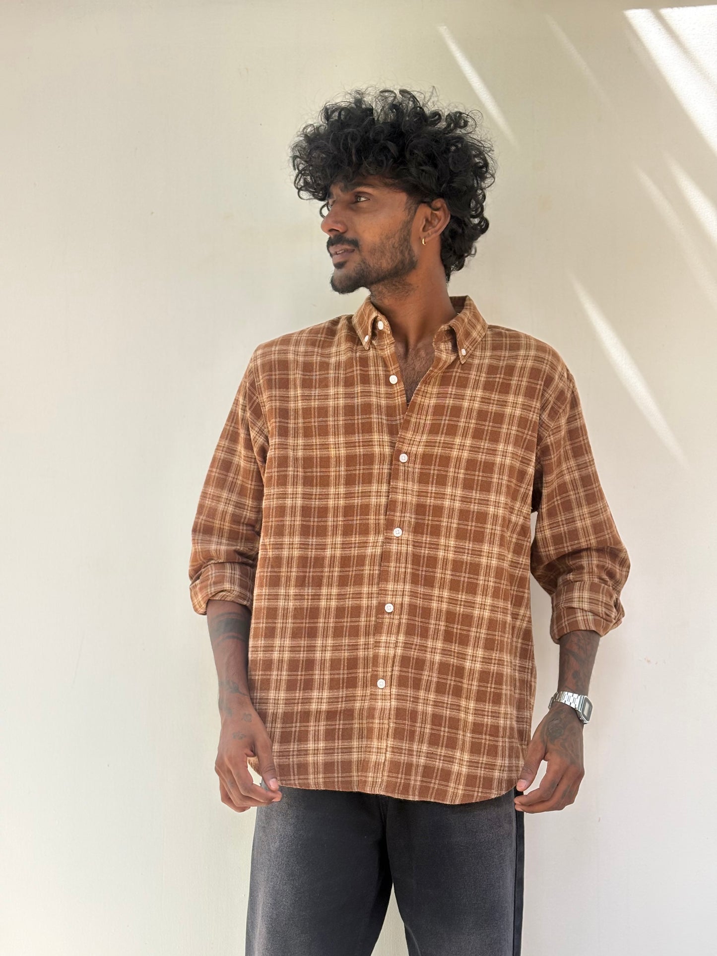 Brown Flannel Checked Shirt