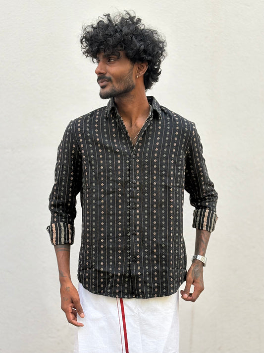 Black Jacquard Cotton Shirt