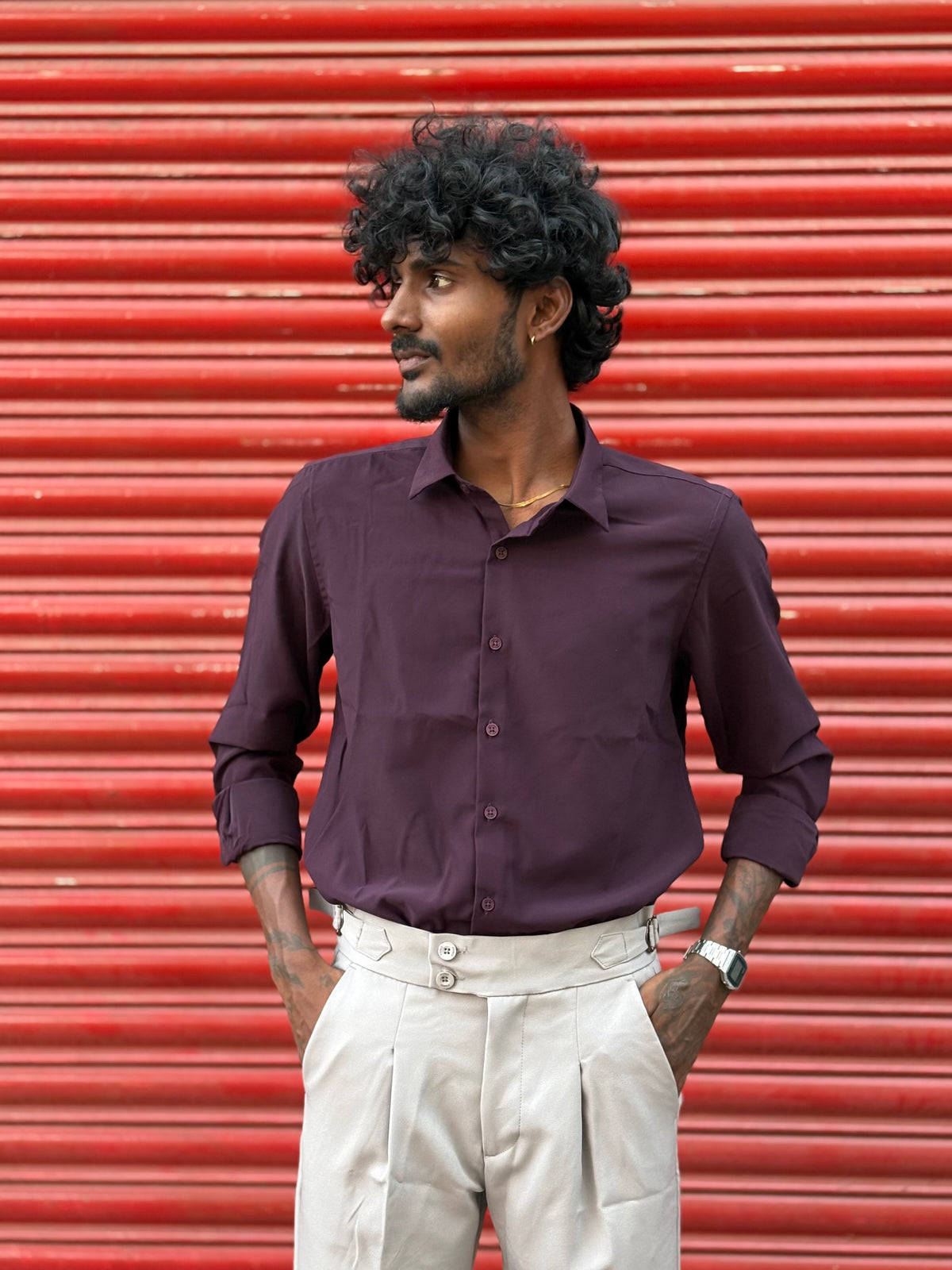 Violet Armani Solid Shirt