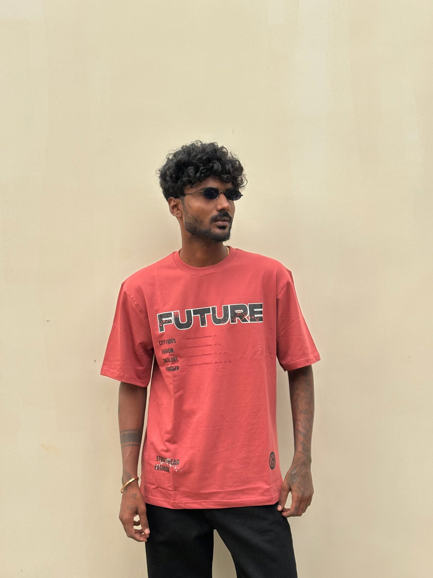 Creased Red Oversized Tshirt