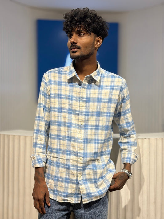 White And Blue Flannel Shirt