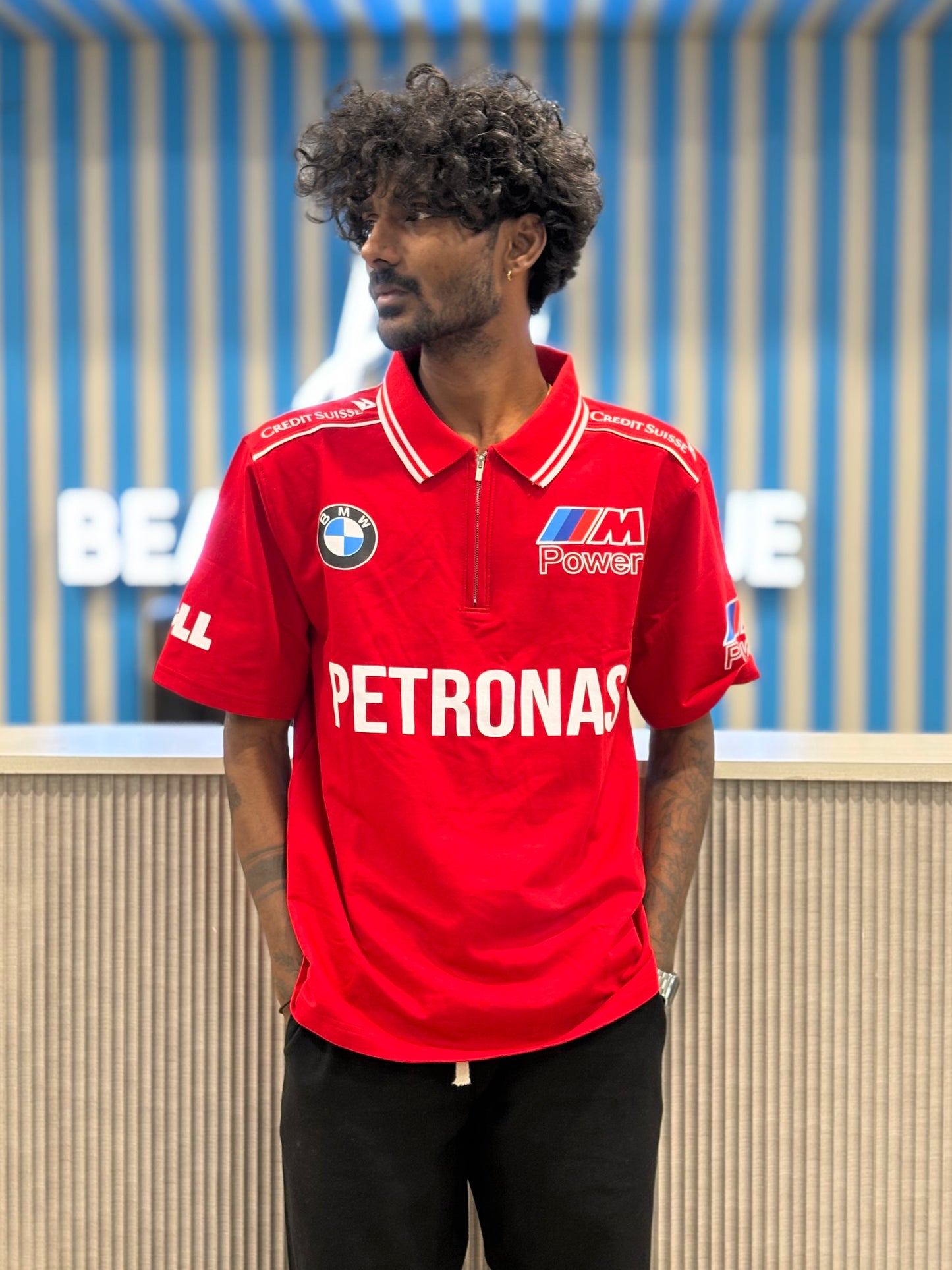 BMW Red Zipper Oversized Tshirt