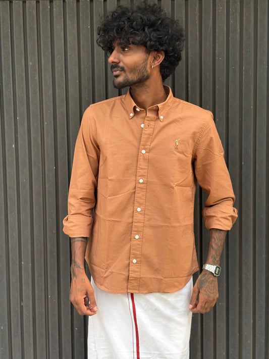 Brown Poly Oxford Shirt