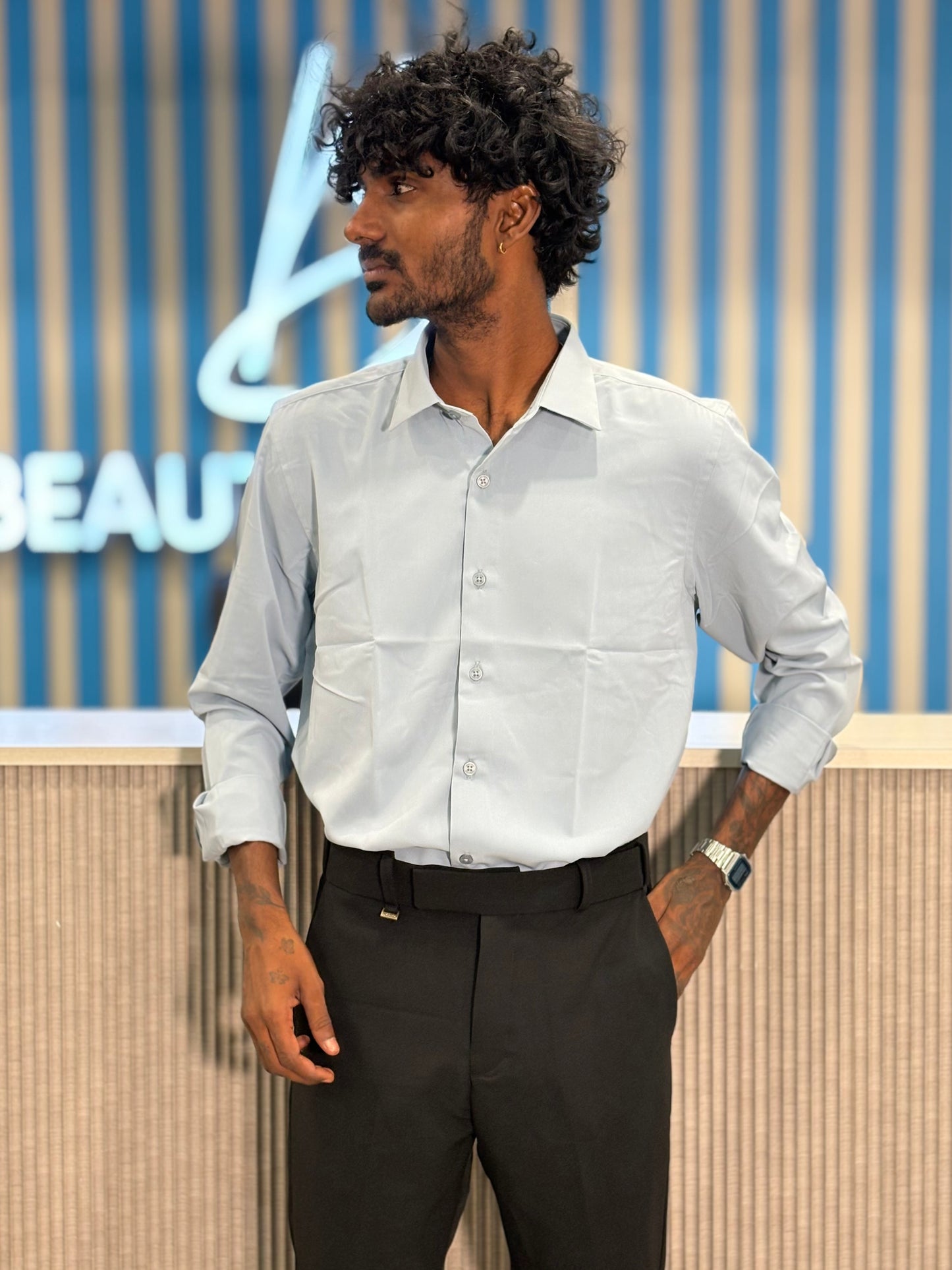 Light Blue Armani Solid Shirt