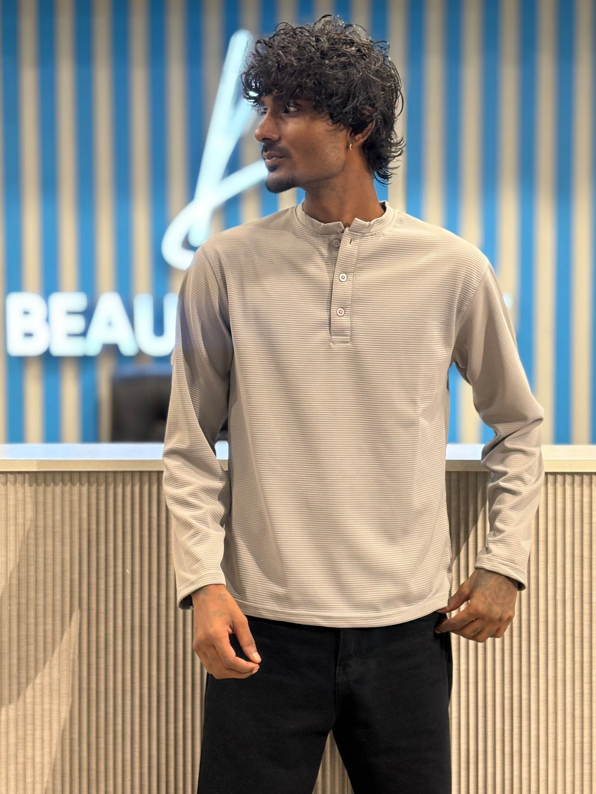 Light Grey Henley Tshirt