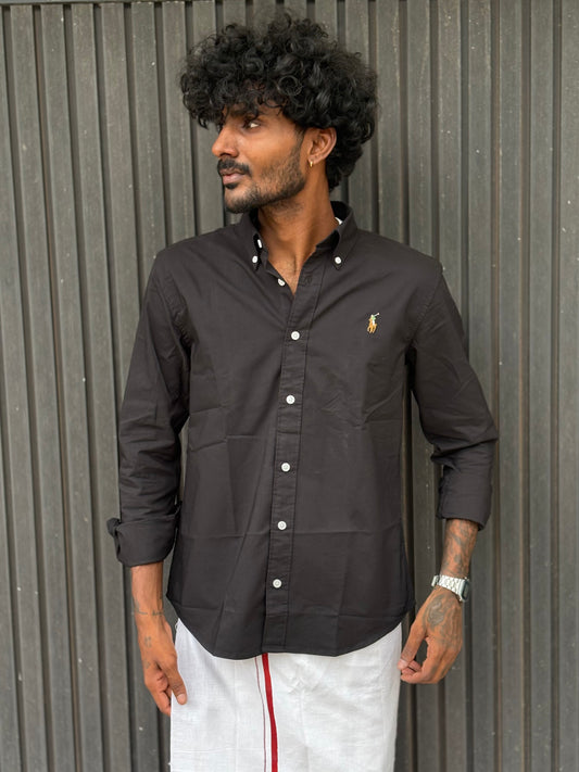 Black Poly Oxford Shirt