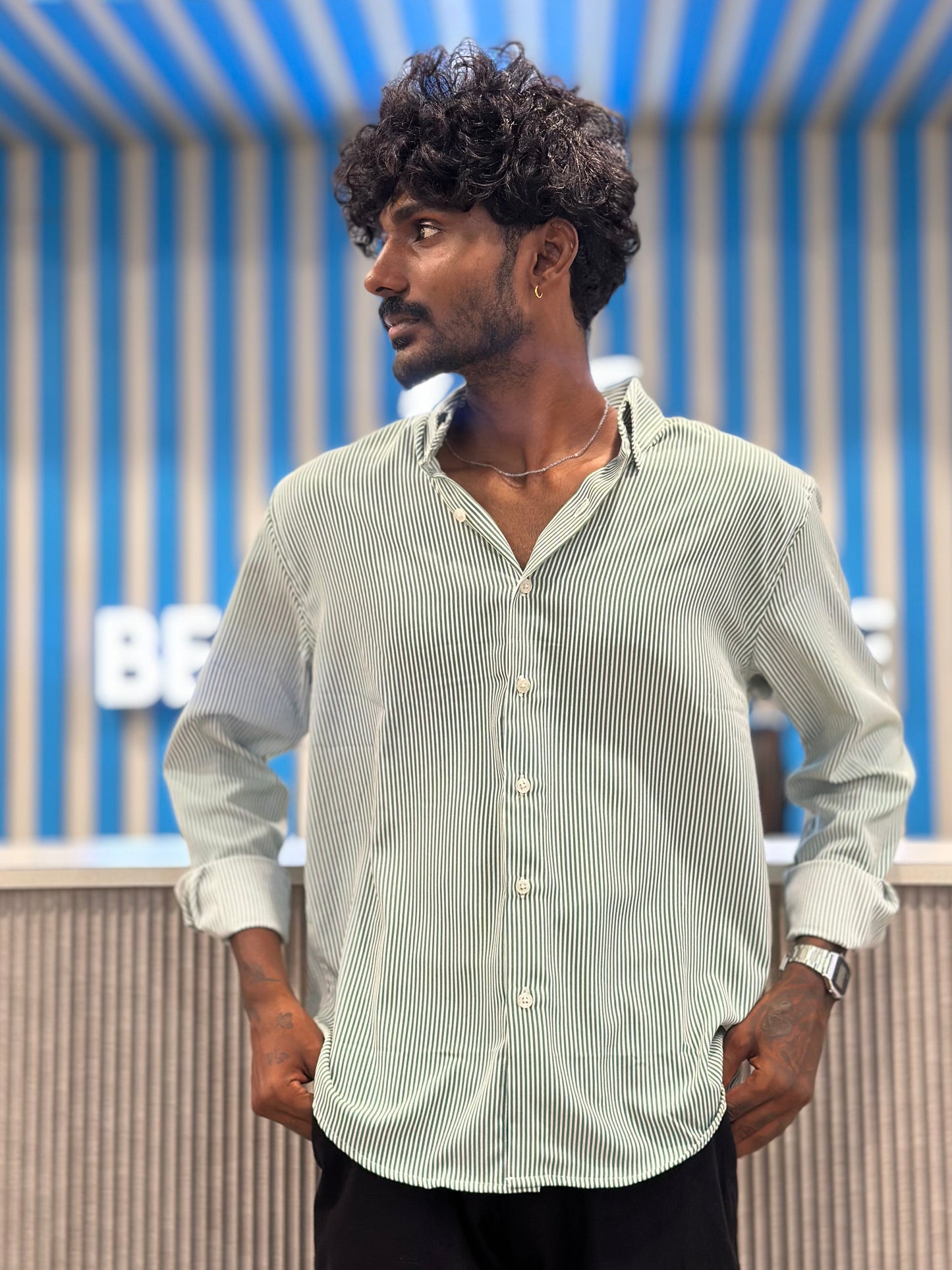 Green Striped Shirt