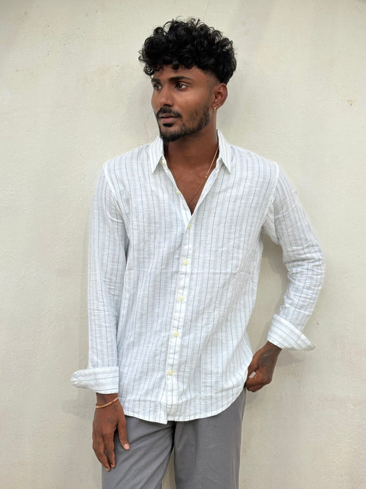 White Striped Old Money Shirt